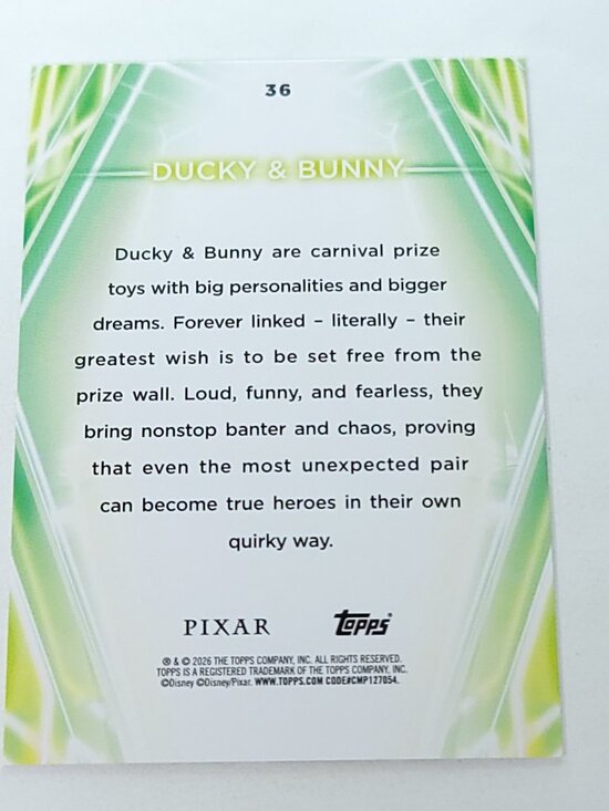 Topps Disney Neon Trading Cards | Official Topps Store Ducky Bunny Topps 2026 Disney Neon Holo Parallel Refractor Limited 04/99